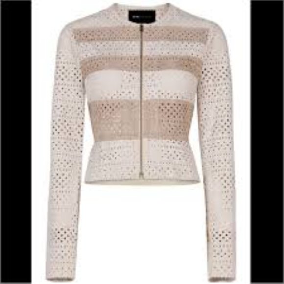 BCBG Perforated Faux Suede Zip Jacket - Picture 1 of 14